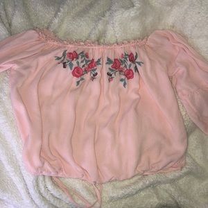 Off the shoulder embroidered top